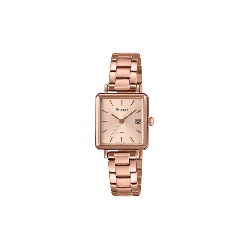 

Casio SHEEN Sapphire mirror square design simple gold coating ultra-thin waterproof quartz movement stainless steel strap Japanese SHE-4537PG-4AUPRD золотий