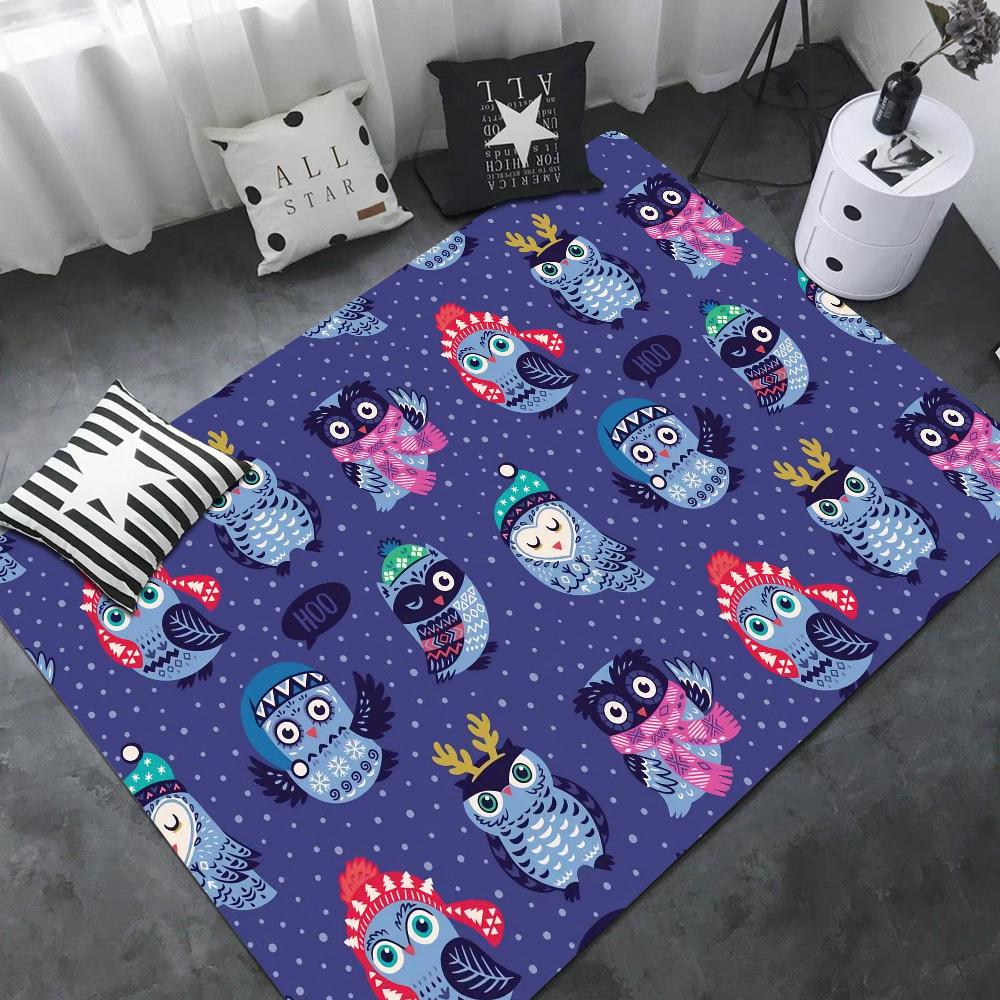 Pattern Colorful Owls Floor Mat INS Style Soft Bedroom Floor House Laundry Room Mat Anti-skid Household Carpets
