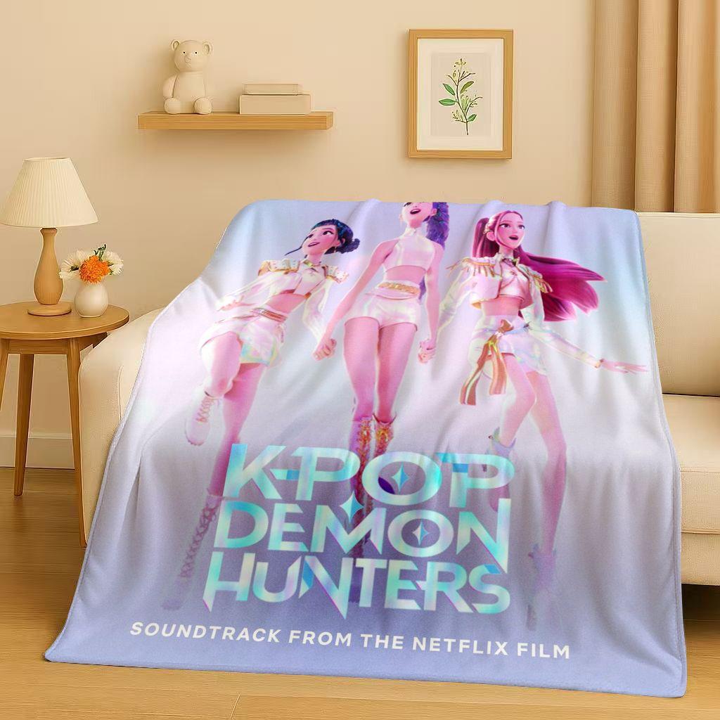 2026 Neue Cartoon Kpop Dämonenjäger Zoey Rumi Mira Musik Flanelldecke, Ultraweiche Plüschdecke für Zuhause Schlafzimmer Bett Sofa Abdeckung