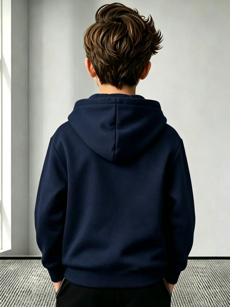 Boys' Hoodie, Kids' Hoodie with Paris Letter Prints on Both Front and Back, Versatile Casual Long-