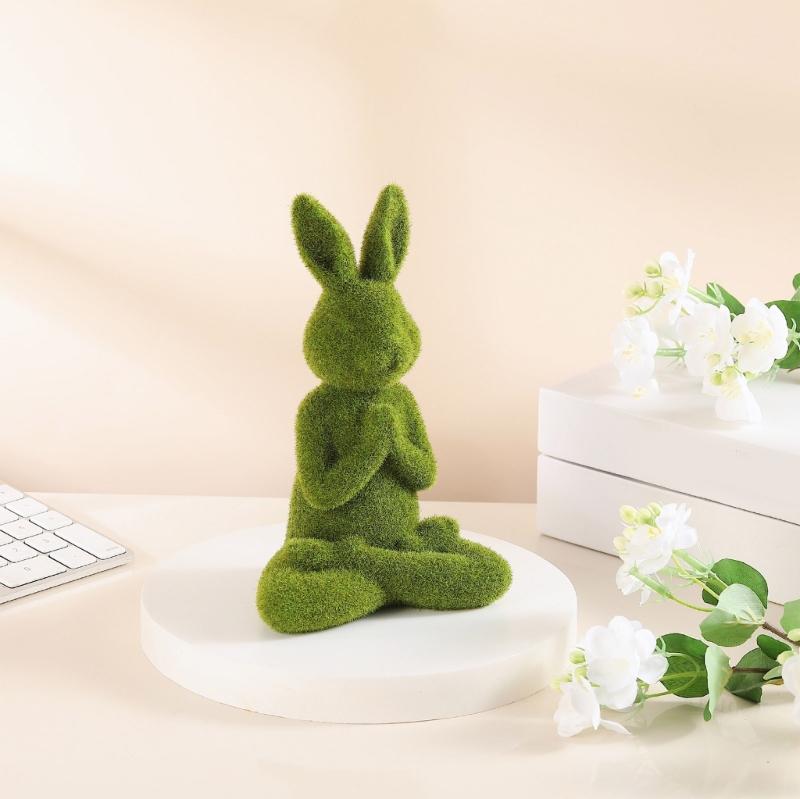 Unique Flocking Rabbit Statues Display Easters Rabbit Flocking Statues Decoration for Outdoor Garden and Indoor Display