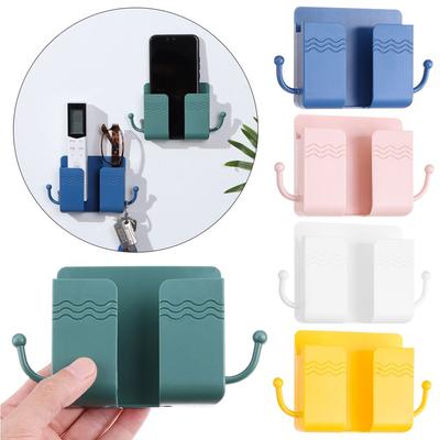 With Adhesive Phone Organizer Box Data Cable Hooks Phone Stand Telecontroller Storage Phone Holder