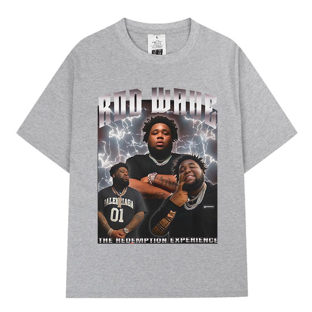 Rapper Rod Wave The Redemption Experience Pattern Tshirt Summer Mens Womens Hip Hop Fashion Short Sleeve Oversized Tshirt
