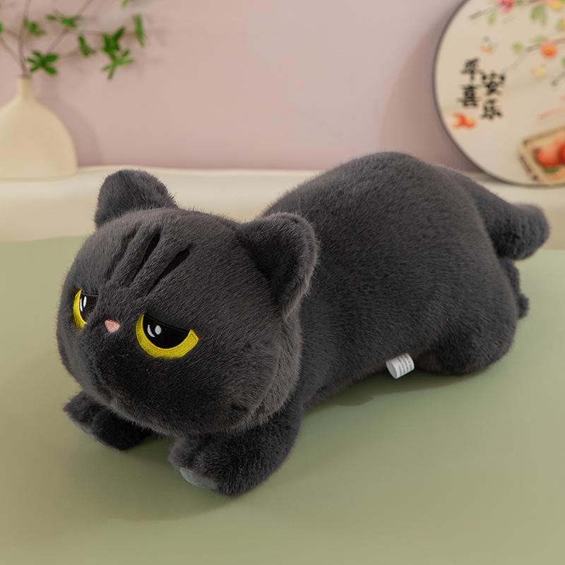 45cm New Cute Cat Lying Doll Plush kawaii Big Cuddly Pillow Cushion Black Cat Plush Toy Doll Home Decor For Kids Brithday Gift