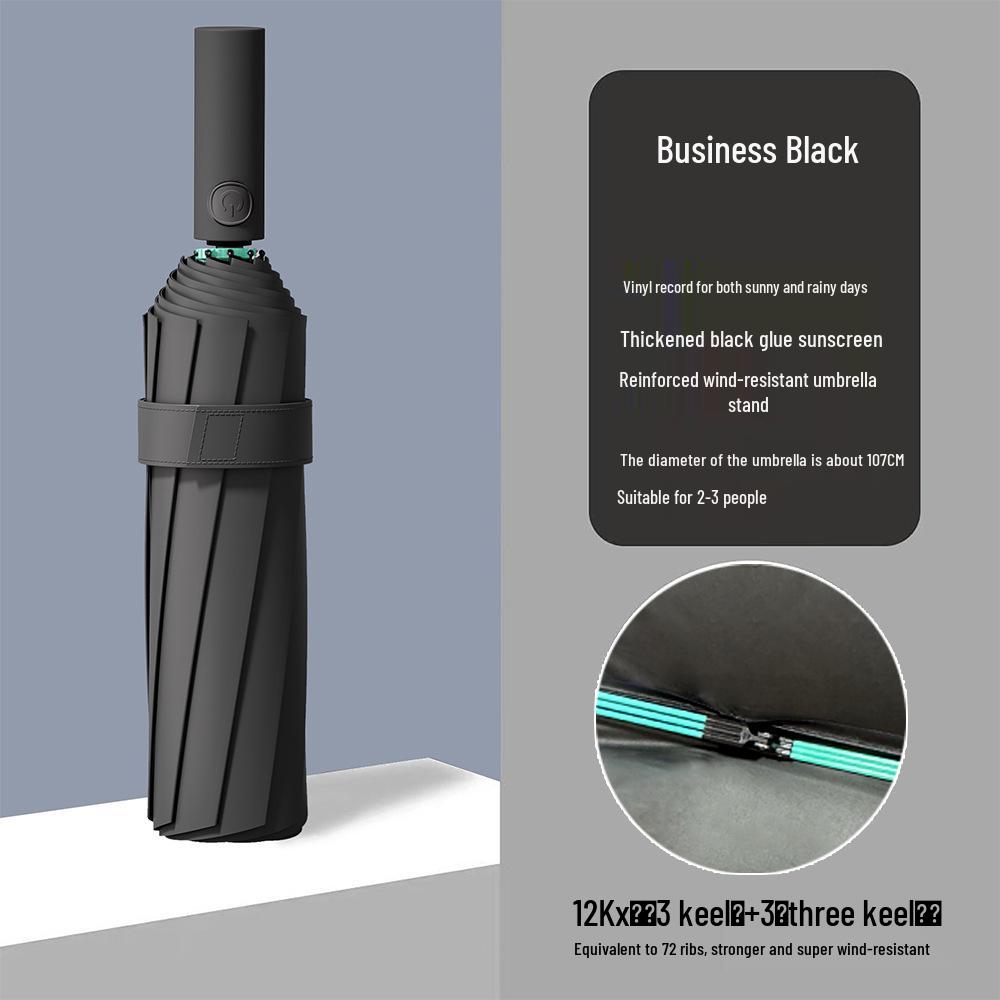 Automated 24-Bone Folding Umbrella, High-Grade Men's Dual-Use for Sun and Rain