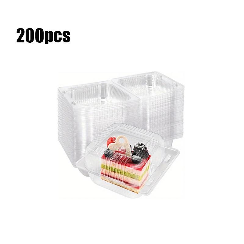 20/100/200Pcs Transparent Plastic Cake Box With Flip Cover Square Dessert Box Wedding Party Mousse Fruit Cake Food Packing Boxes