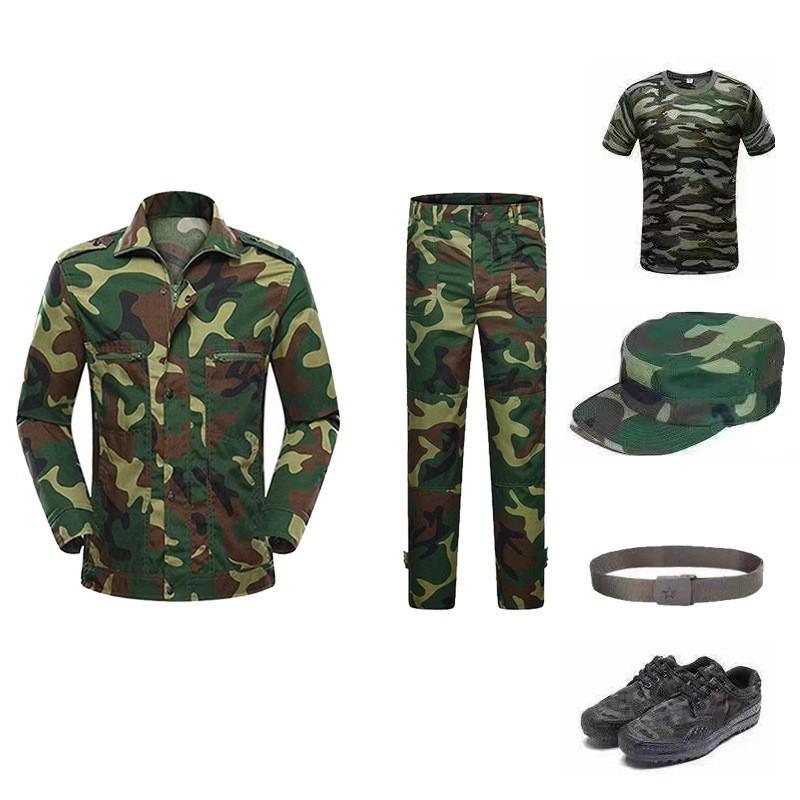 Military training uniform set - camouflage uniform for men and women, summer light grass green, navy blue style clothing