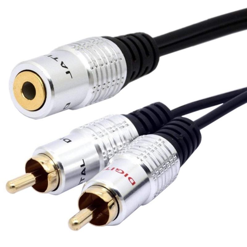25cm Adapter Cord 3.5mm Female To 2RCA Male Cable Extension Line Gold Plated Connectors Designing
