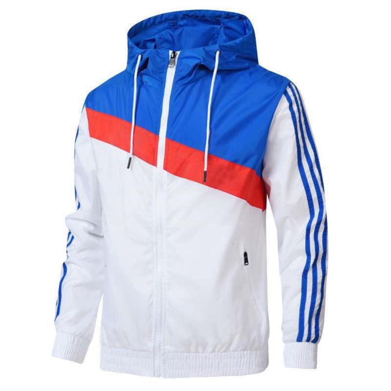 Unisex Colorblock Atmungsaktive Laufjacke - Lässig, Mit Kapuze, Leicht für Frühling/Herbst blue