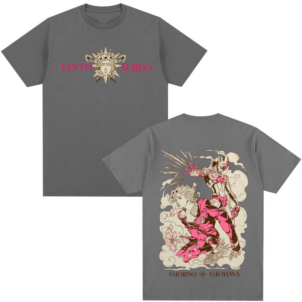 T-shirt Anime Jojo's Bizarre Adventure Giorno Giovanna Magliette Grafiche Manga Uomo Donna Abbigliamento Cotone Casual Magliette Oversize