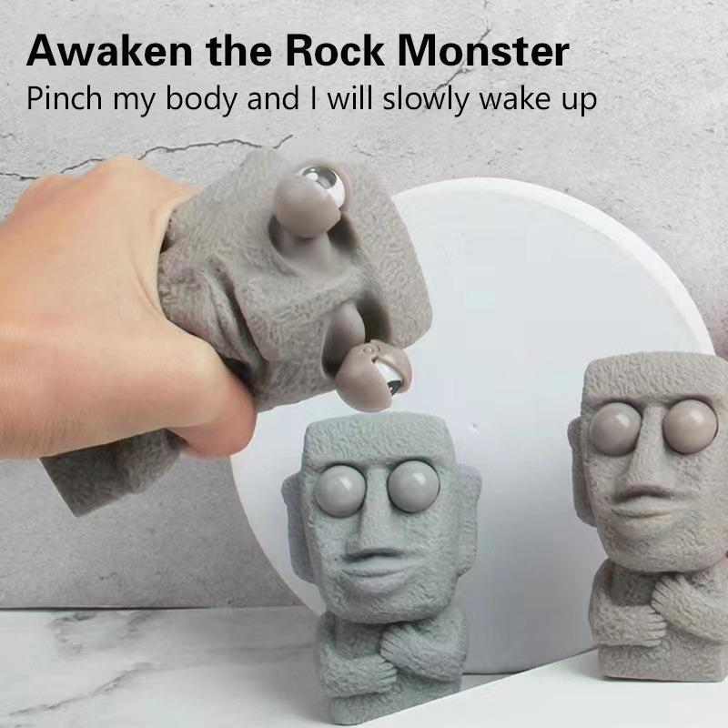 1Pc Slowly Rebounds Moai Statue Squeeze Eyes Interested Expression Relaxes Stress Children'S Gift Stone Man Releases Stress Toy