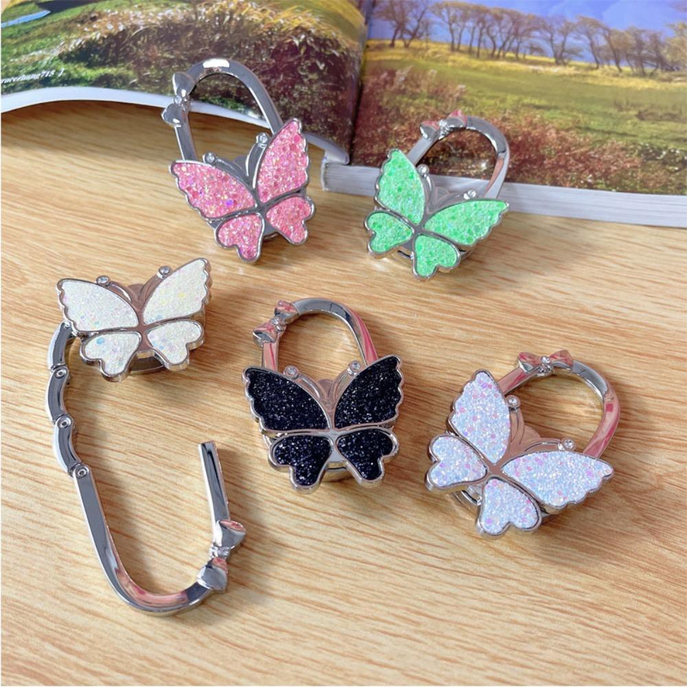 Fashion Butterfly Handbag Hook for Women Foldable Portable Purse Hook Creative Durable Bag Hanger for Table