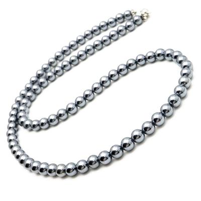 Terahertz Ore Necklace 6mm Round Easy To Wear Magnetic Type Length 40cm Approx.