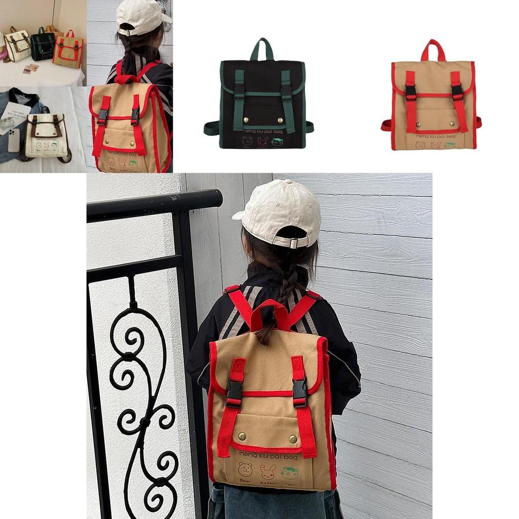 Stylish Breathable Canvas Backpack For Children With Fun Animal Prints For School Use