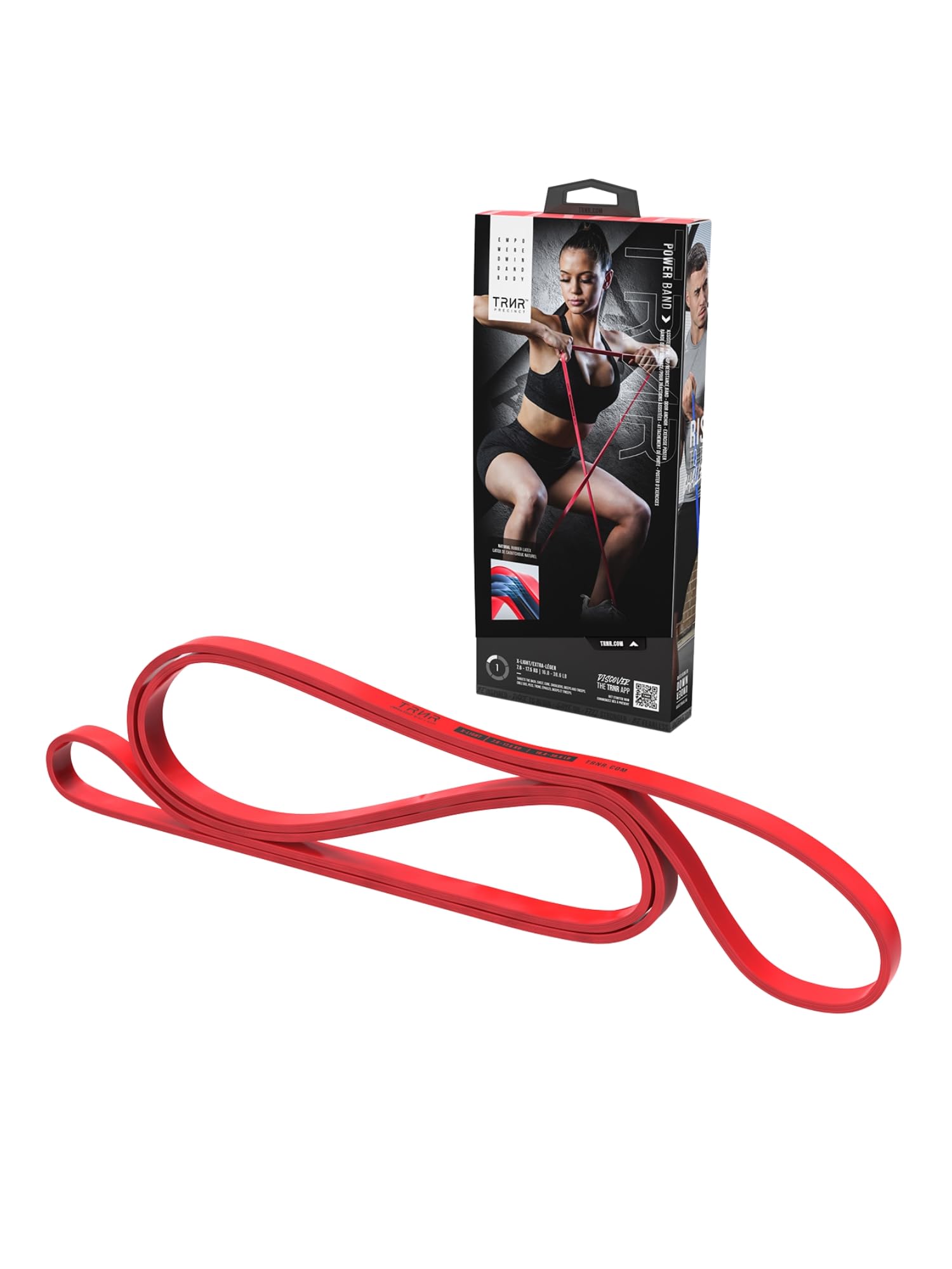 

TRNR Trainer Resistance Bands, X-LIGHT Red, for Strength Training, Pull-Ups, Legs, and Arms