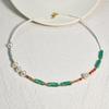 Bohemian Agate Green Pearl Choker Necklace for Women – Handmade Semi-Precious Stone Jewelry