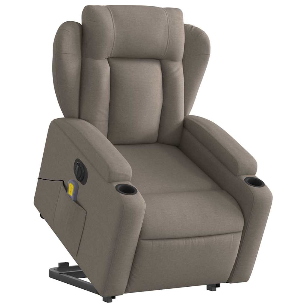 Electric Recliner Chair with Lift Function Taupe Fabric