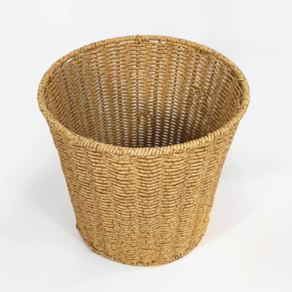 Woven Wastebasket Lightweight Cylindrical Tapered Waste Bin Decorative