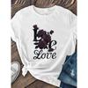 Womens Minimalist Love Letter Tee Oversized L Dark Floral Detailing Crew Neck Short Sleeve All Season Everyday Romance Casual Top