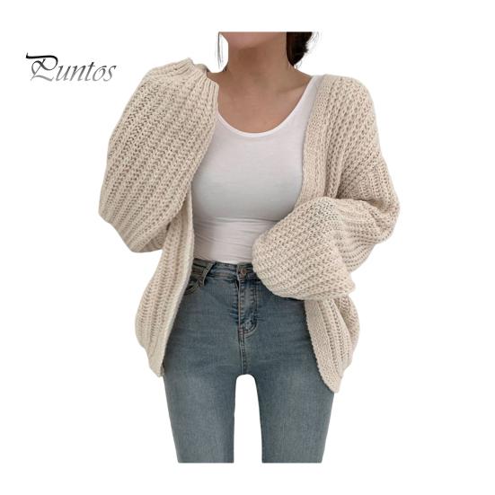 

Женский свитер, пальто с V-образным вырезом, фонарь, длинный рукав, ажурная вязка, пальто, однотонный повседневный трикотаж, повседневная одежда бежевый