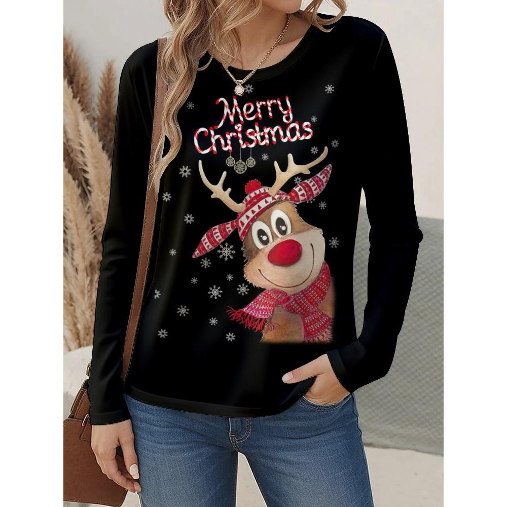 

Autumn Christmas Snow 3d Print Long Sleeve Hoodie Women Clothing Long Sleeve Crewneck Pullover Fashion Casual Oversized Tops Tees Female XL