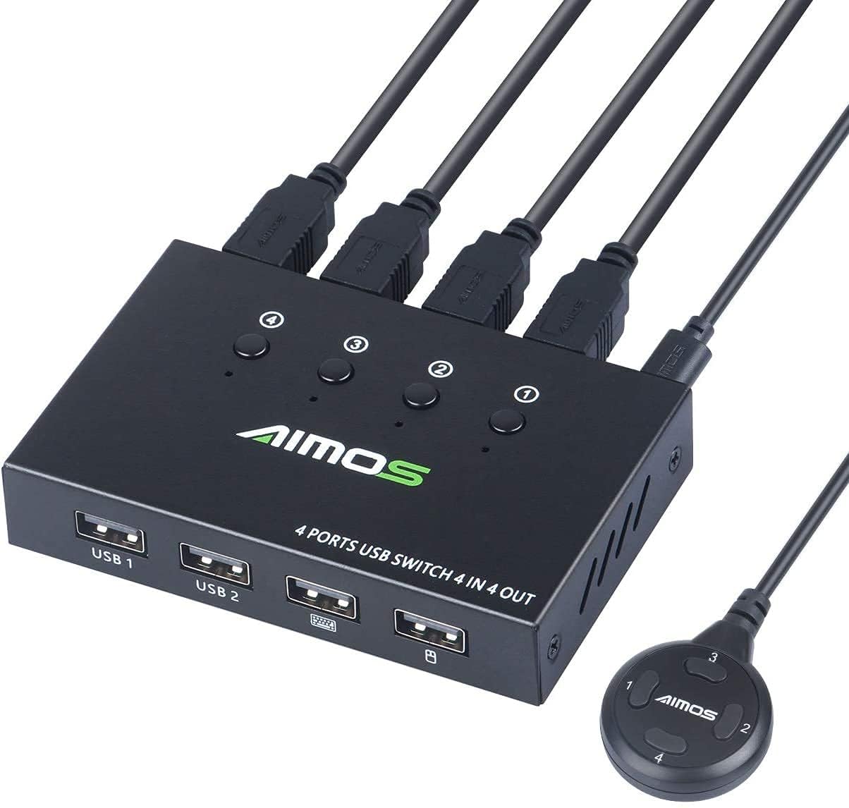 

USB A USB switch selector that allows you to share four computers and four USB Includes a compatible with a wired and four USB Switch 4-port devices.