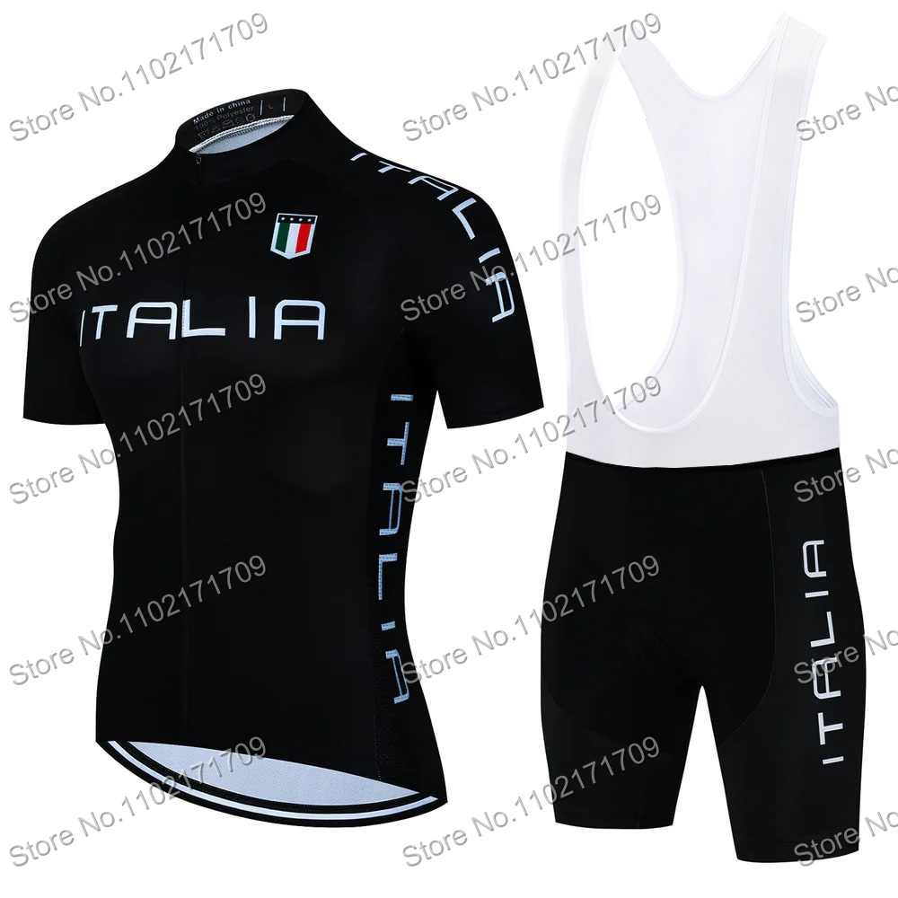 Set Maglia Ciclismo Classica Squadra Italia Uomo Donna Bandiera Italia Abbigliamento Ciclismo Bianco Verde Nero Maglia Bici da Strada Completo MTB Ropa