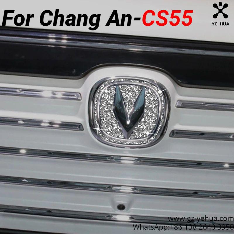 For Changan Cs55 Plus 2020-2022 Modified Front Rear Logo Cover Decorative Diamond Emblem Sticker Car Tuning Parts Accessories
