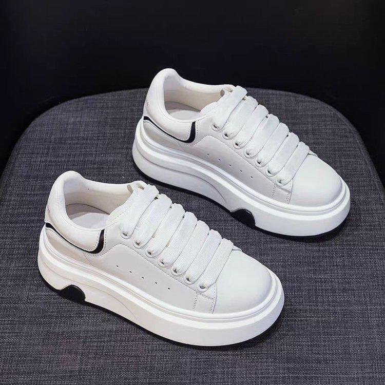 

Women s 2025 Spring Thick-Soled White Sneakers - Versatile, Color-Blocked, Breathable Platform Casual Sports Board Shoes 37 срібний/білий