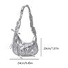 Women Casual Underarm Bag with Ruched Drawstring Strap Bow Leisure Satchel Bag Solid Color Cute Sling Bag Female Daily Handbag
