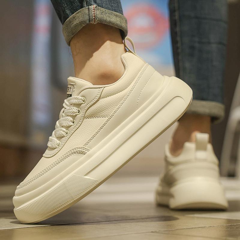 Plush Men's Chunky Skate Shoes Fleece-lined Leather Flat Working Casual Board Shoes Workwear Sneakers Low-Top Fur Skateboarding