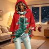 Damen Christmas Print Pullover mit Kapuze und Dreiviertelärm
