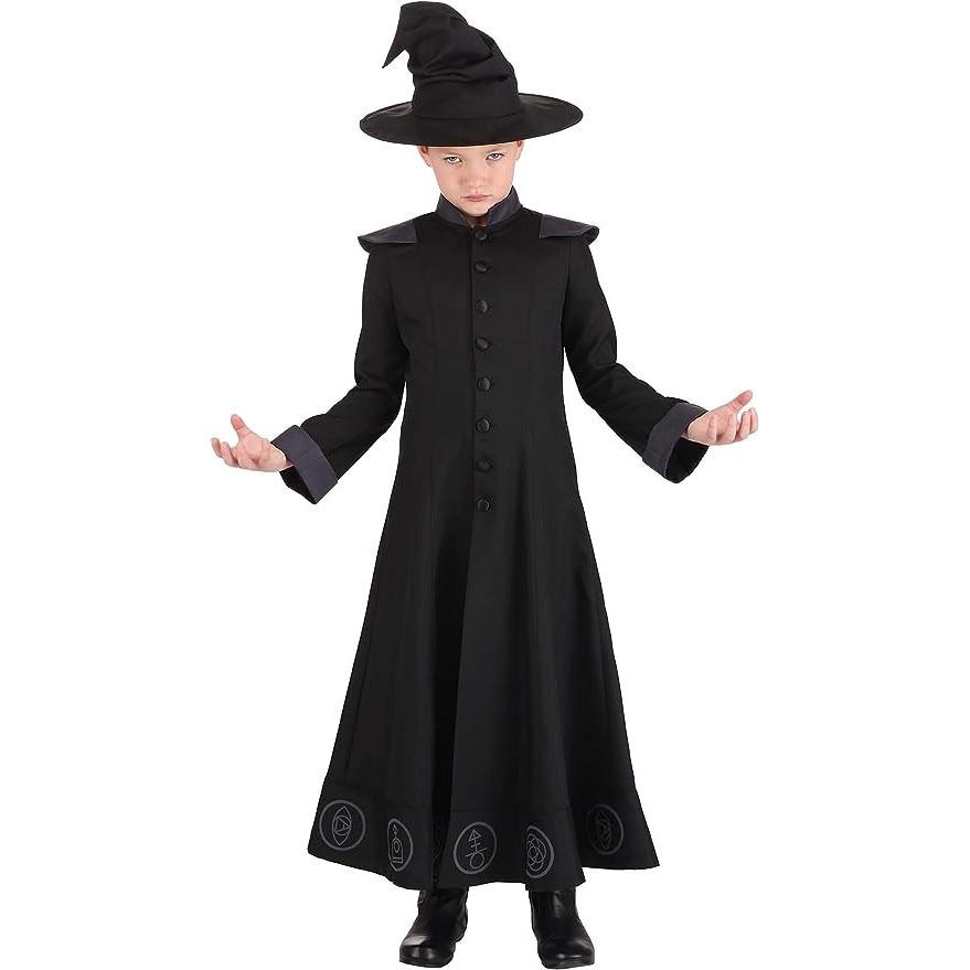 Wizard Costume Set for Kids with Hat Fine Fabric Black 120cm 4-5 Years Halloween