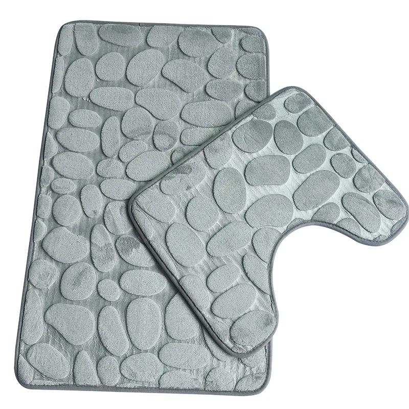 3-Piece Bathroom Rug, 2-Piece Anti-Slip Soft Bath Mat, Shower Mat Set, Toilet Cover, Floor Mat