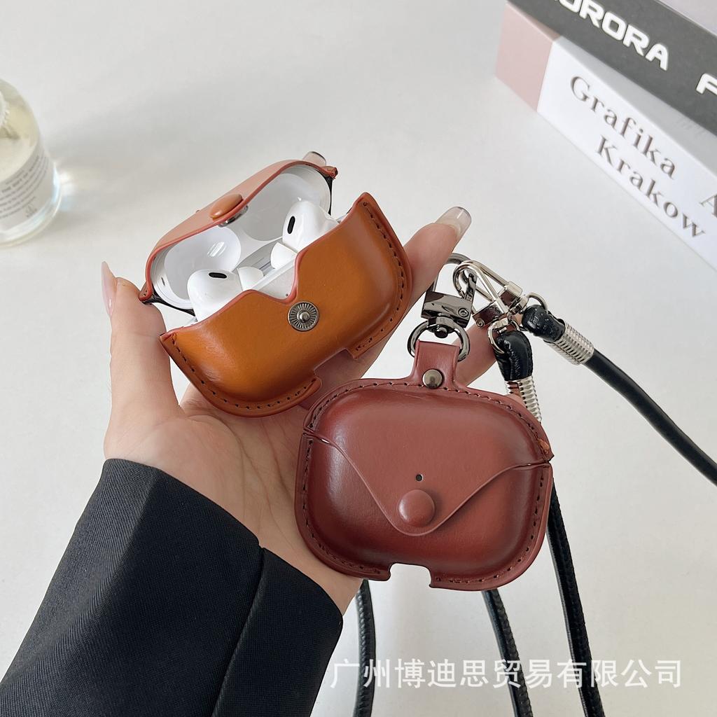 Simple business leather case for Apple AirPods wireless Bluetooth headset case 1/1/1/1st generation protective case