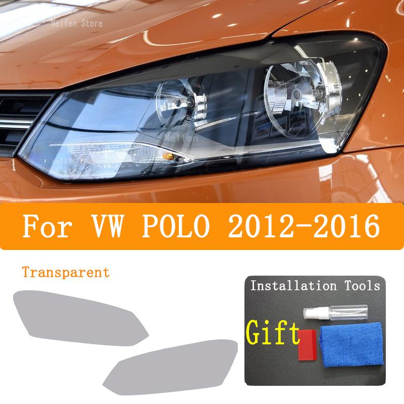 

For VW POLO 2012-2016 Car Headlight Protective Film Front lamp Front light Vinyl Restoration Transparent Black TPU Sticker прозрачный