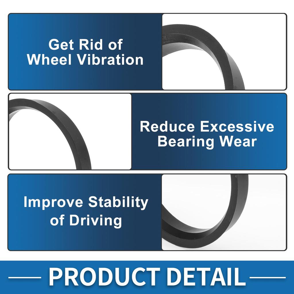 A ABSOPRO 66.6mm to 59.6mm Wheel Hub Centric Ring Black Polycarbonate Wheel Center Shaft Shock Absorption Hub Ring 4pcs