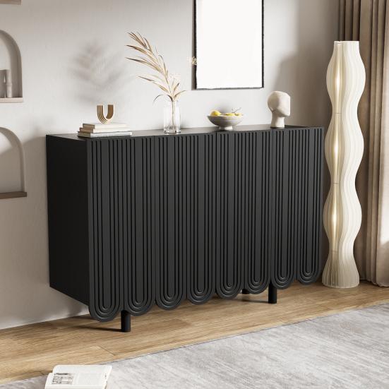 Hutch Cabinet Storage Spacious Countertop Stable Structure Minimalist Style Strong Load-bearing with Buffet Shelf Heavy Duty Freestanding Sideboard