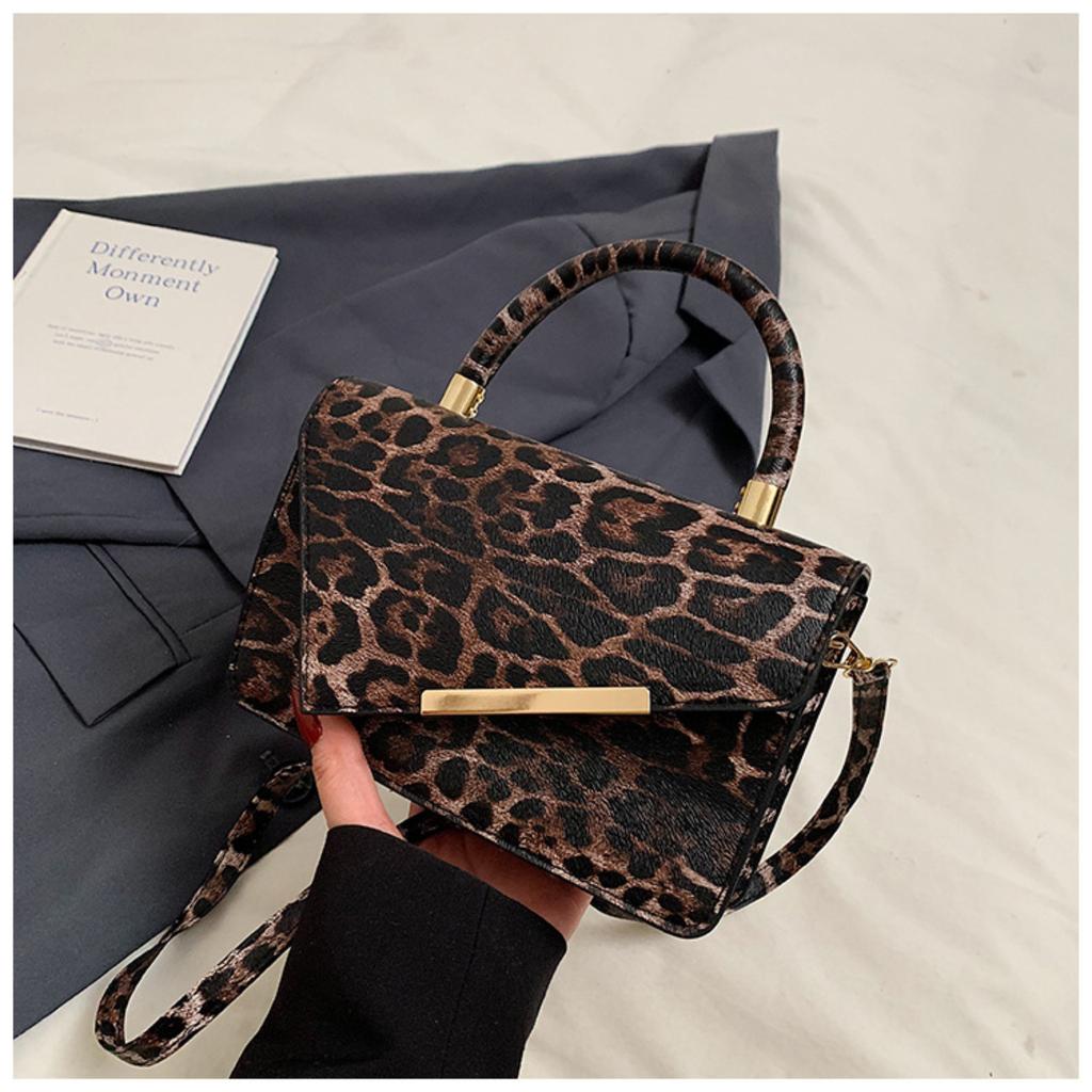 Módní malá čtvercová taška s leopardím potiskem, řetízková, všestranná taška přes rameno/crossbody