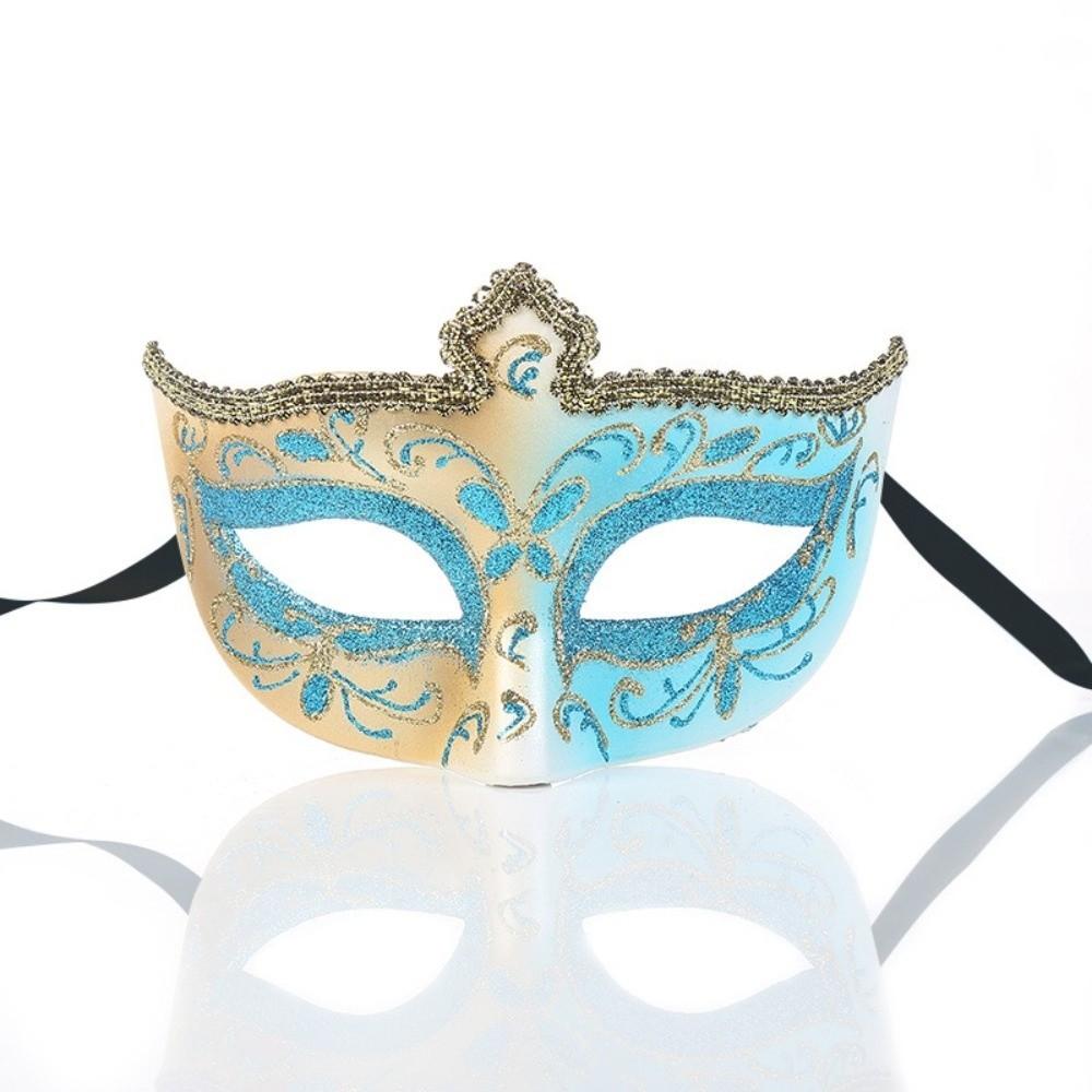

Vintage Masquerade Party Mask Lace Edge Princess Mask Vintage Half Face Mask Women синий
