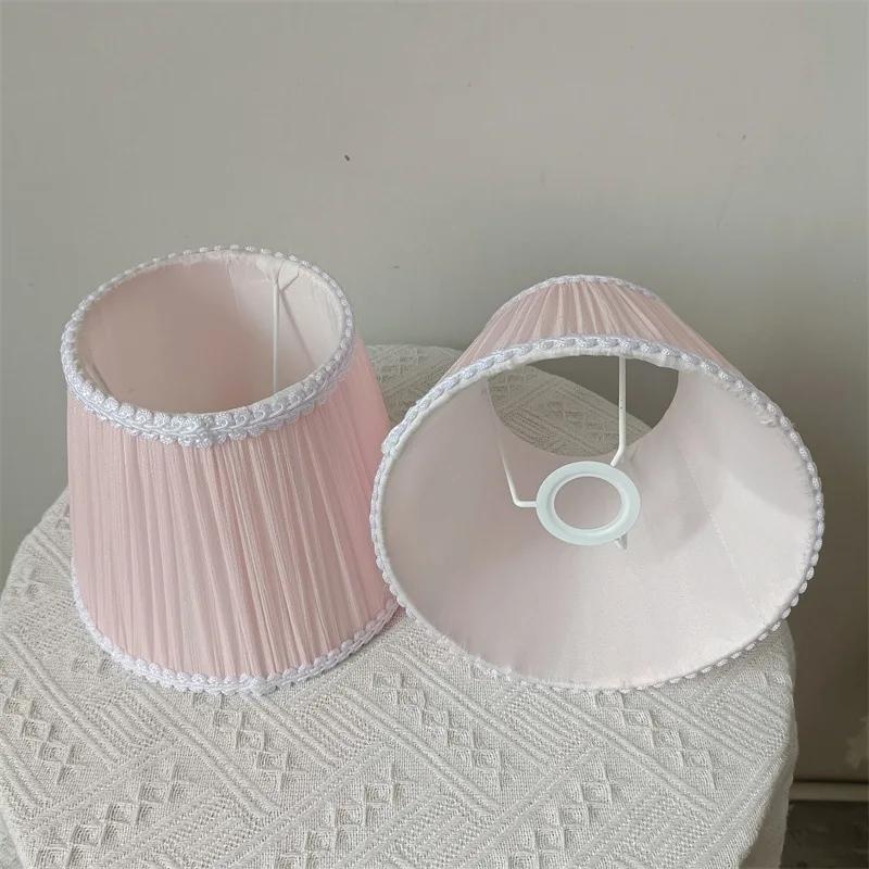 Wall Lamp Shade Pink DIY Handmade Bedside Table Lamp Shade E27 Fabric Brocade Crinkle Lampshade for Princess Girl Bedroom
