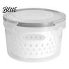 Kitchen Drainer for Produce Round Fruit Vegetable Storage Container 2-Layer Food-Grade PP Crisper with Box Lid Drain Basket Leak-Proof Sealed Fridge
