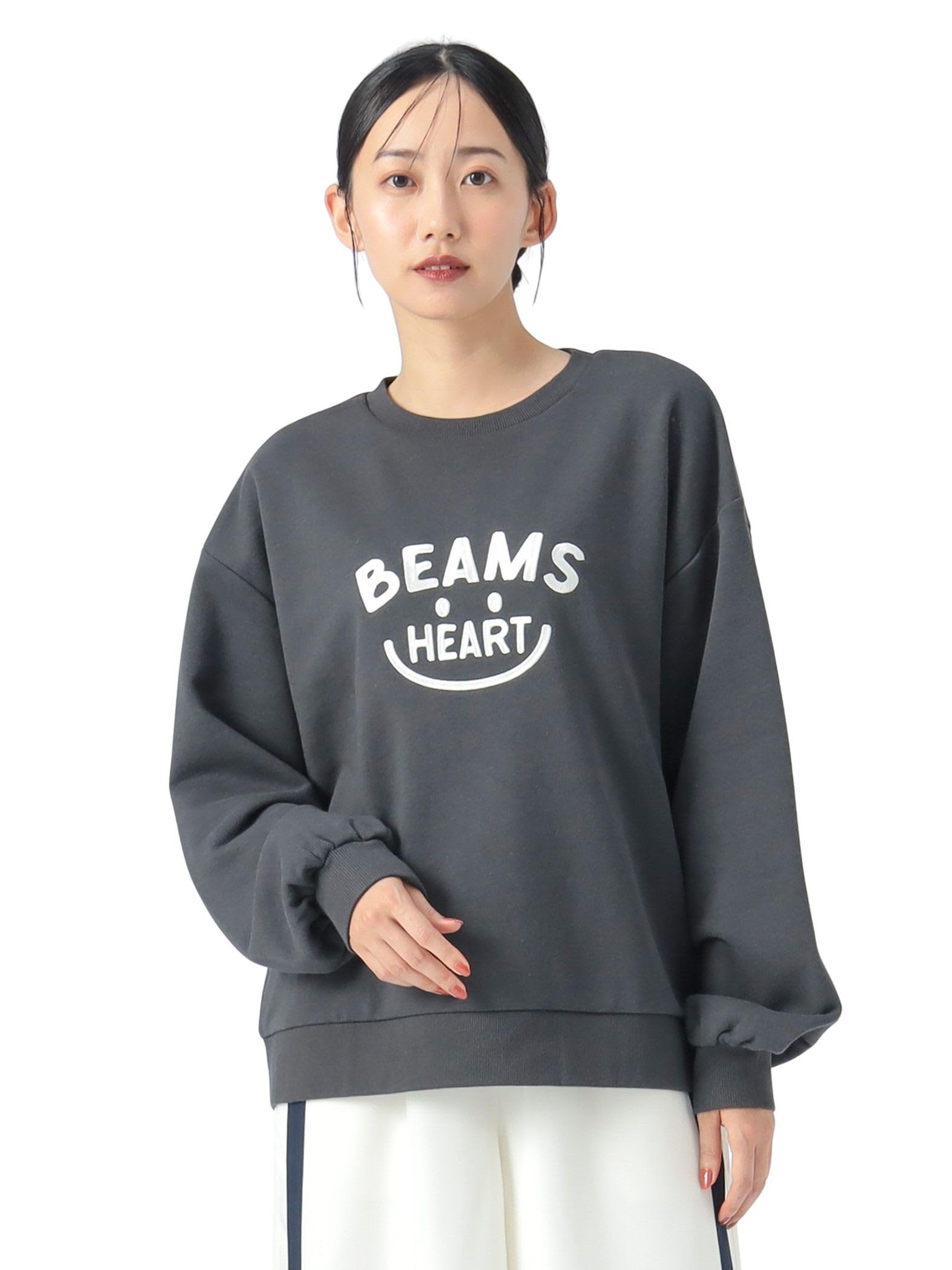 

Beams Heart Women s Smile Embroidered Crew Sweatshirt, Charcoal Free
