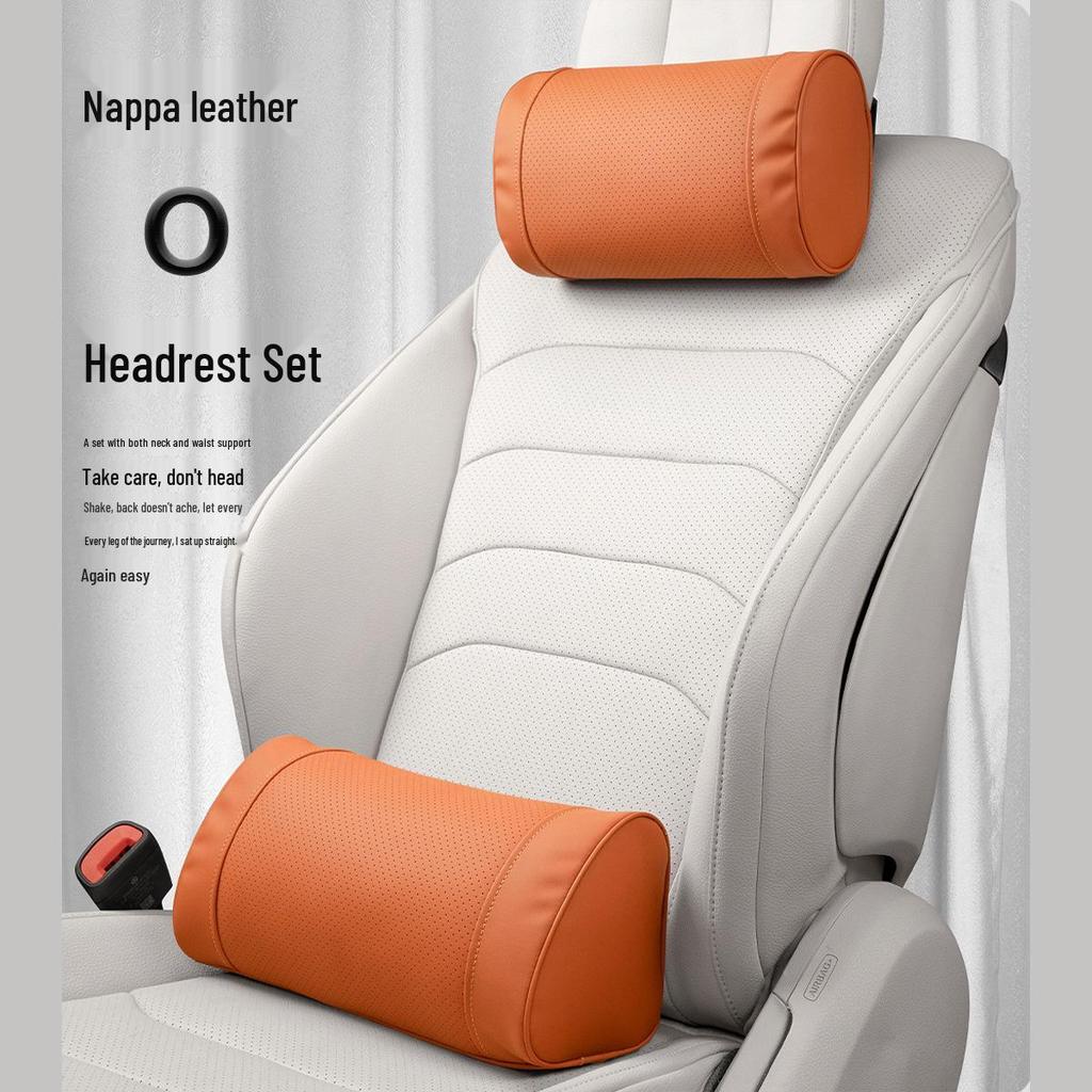 Four Seasons Universal Car Headrest & Lumbar Support Set - Adjustable Neck & Back Pillows.