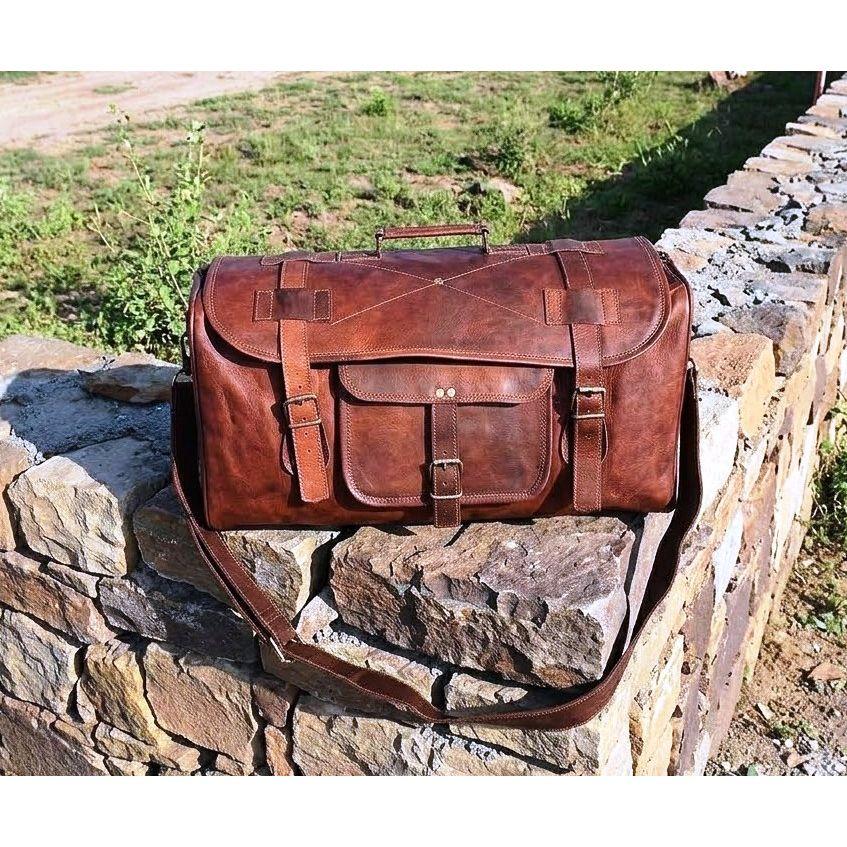 Borsa Duffel in Pelle Leggera per Viaggi di Lavoro/Weekend, Bagaglio a Mano da Cabina Aerea