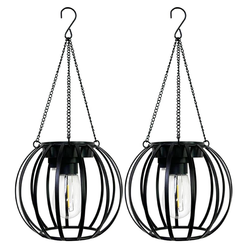 2Pcs Solar Rustic Pumpkin Light IP65 Waterproof Vintage Decorative Light 800mAh LED Pendant Lantern Tree Garden Patio Decoration