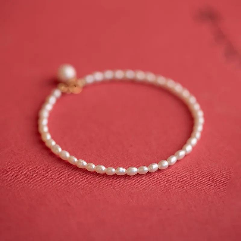 Women s Rice Freshwater Pearl Beaded Bracelet Real Gold Plated Brass Fashion Statement Jewelry