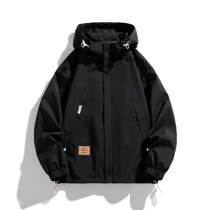 Autumn and Winter Men's Jacket Hooded Sports and Casual Trendy Youth Plus Velvet Thickened Loose Large Size Jacket