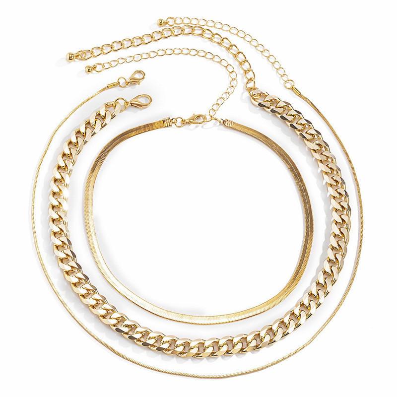 

Meier Minimalist punk chunky chain necklace - creative metal snake bone chain set for women золотой