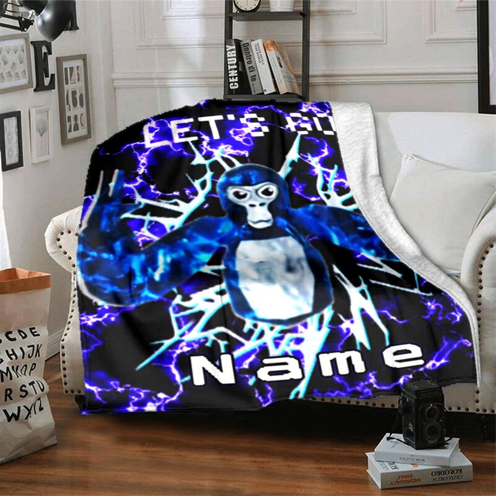 Customiz Name Personality Gorilla Tag Blanket Soft &Warm Sofa Office Bed Travel Lunch Break Blanket, Gift Suitable All Seasons